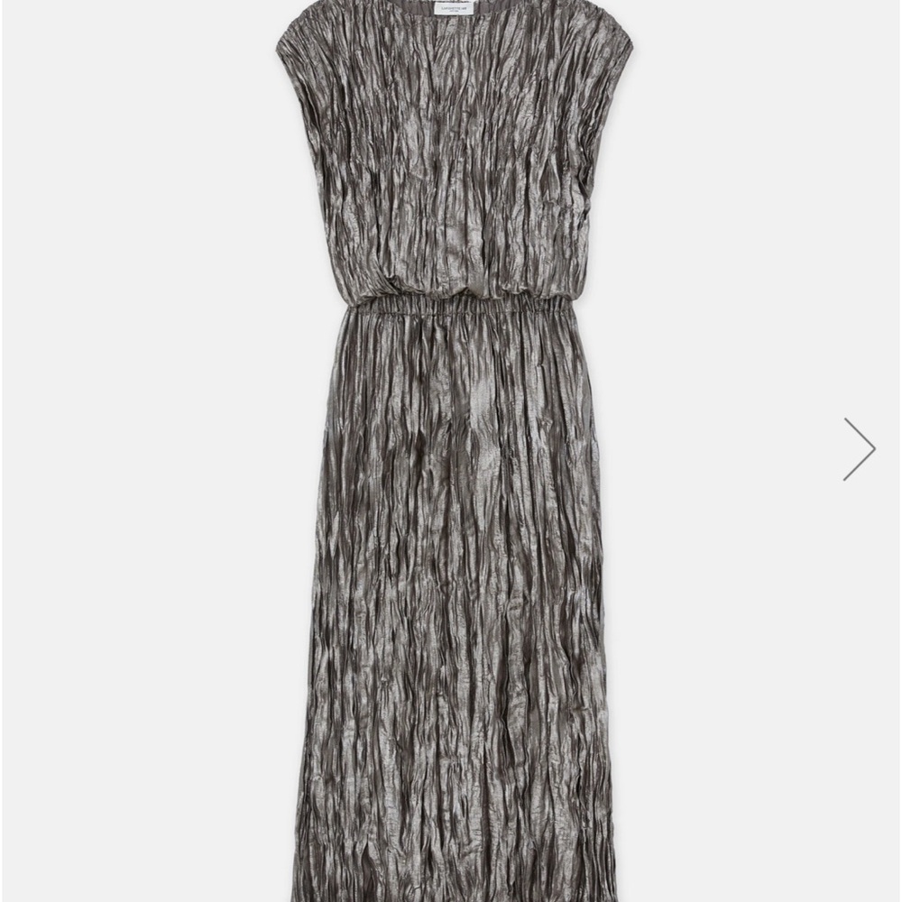 Lafayette 148 New York Silver and Black Pleated Maxi Dress - Picture 6 of 8